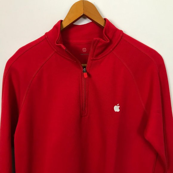 No Name Other - Apple Men Large Red 1/4 Zip Logo Long Sleeve Pullover